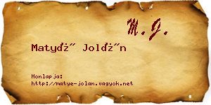 Matyé Jolán névjegykártya